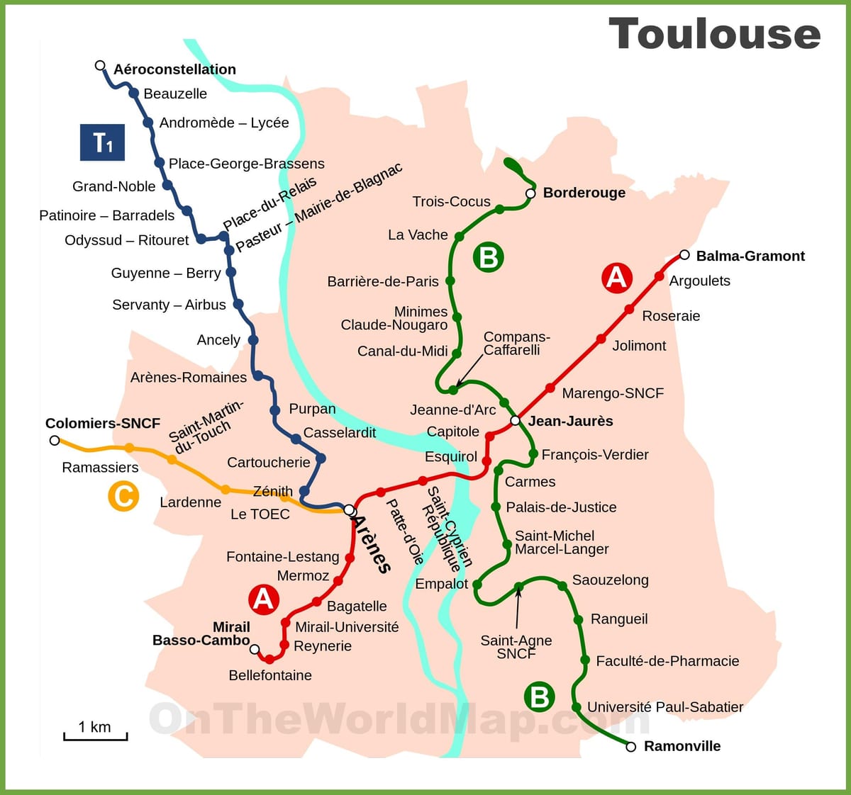 トゥールーズの地図