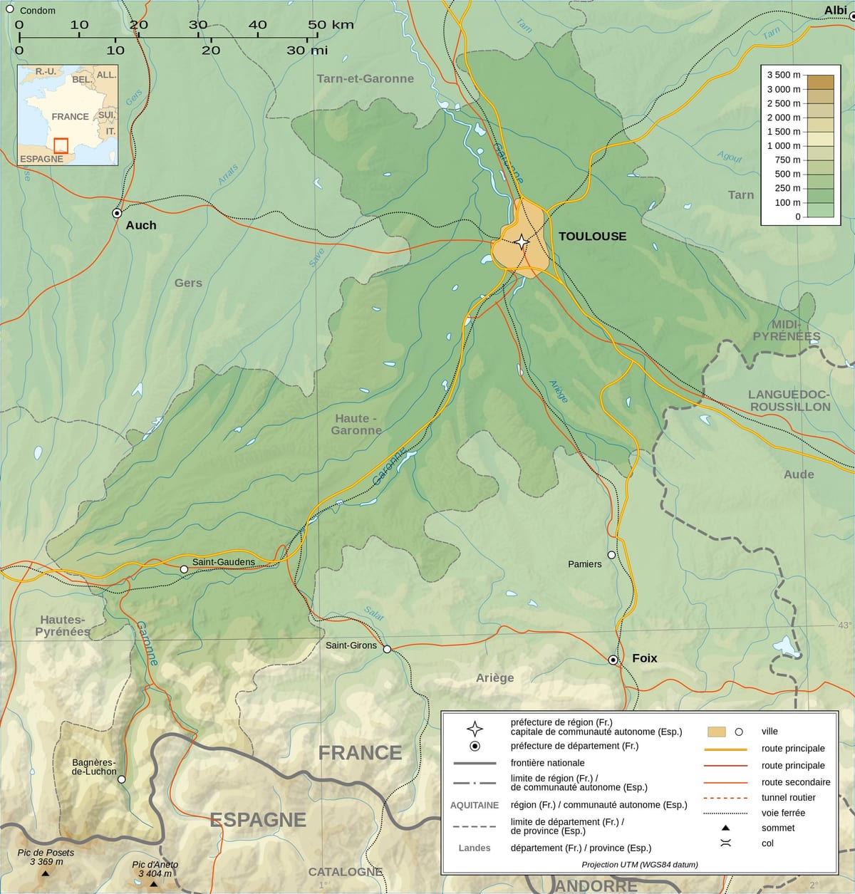 地形図のトゥールーズ