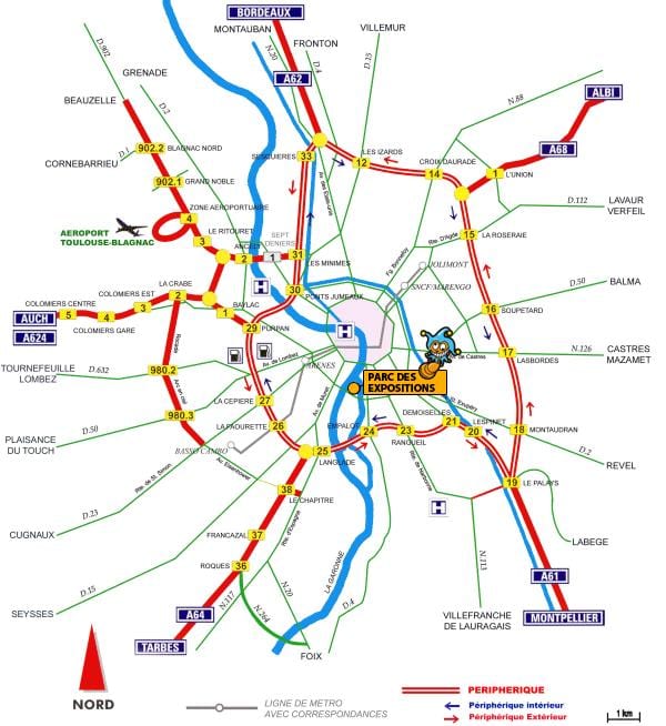 地図トゥールーズ高速道路