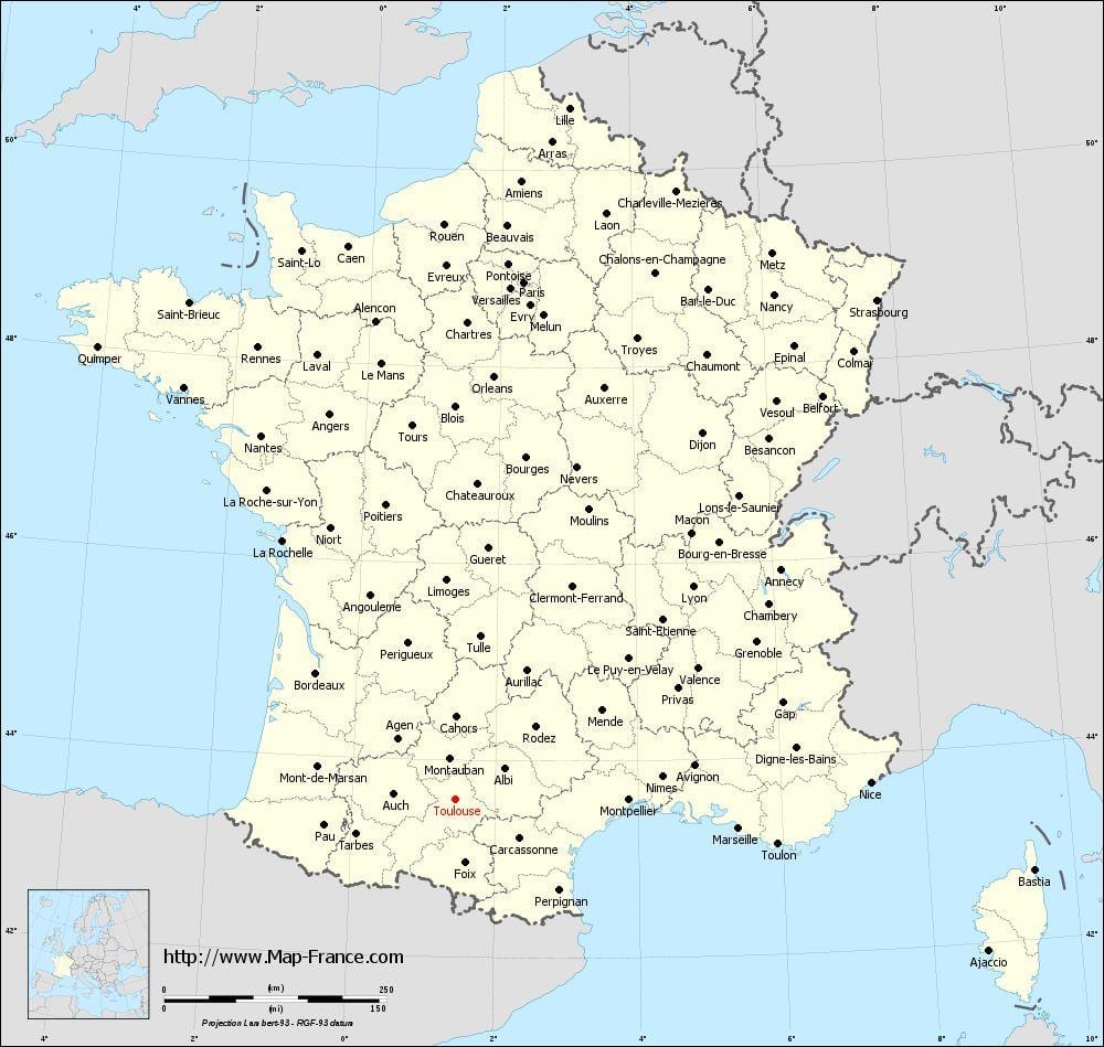 地図を示すフランスのトゥールーズ